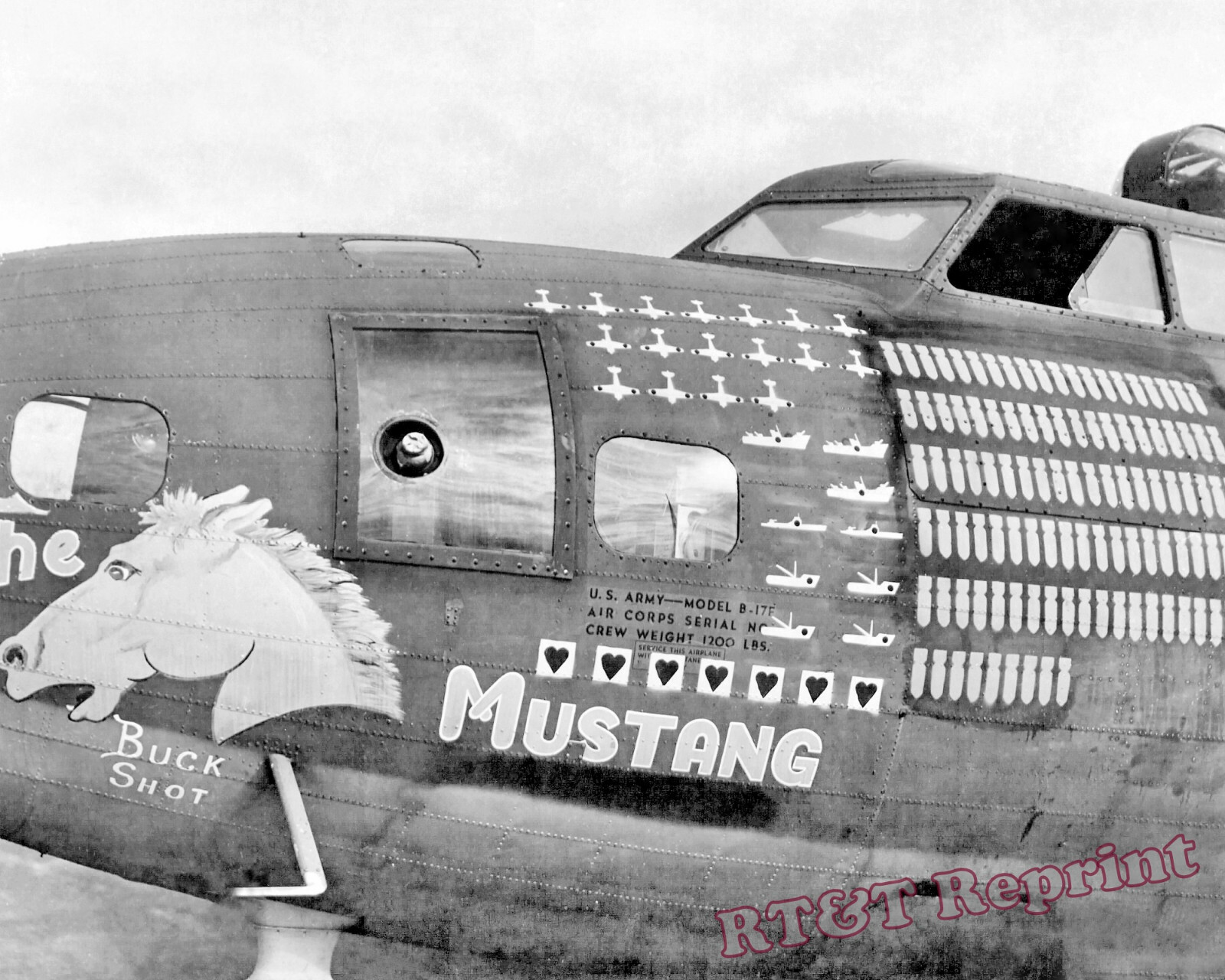 Photograph WWII B-17F-25 Boeing Flying Fortress Aircraft The Mustang 1943  8x10