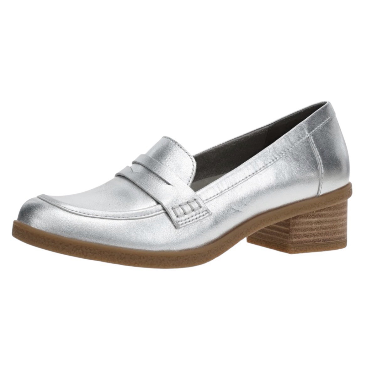 Dansko $150 Danica Waterproof Leather Penny Loafers Silver Metallic Shoes NEW