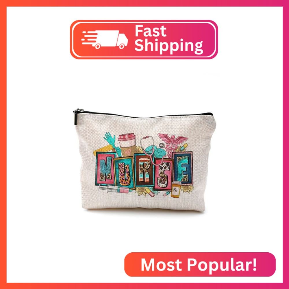 QGFM Nurse Makeup Bags,Nurse Gifts for Women,Nurse Cosmetic Bags With Zipper,Nur
