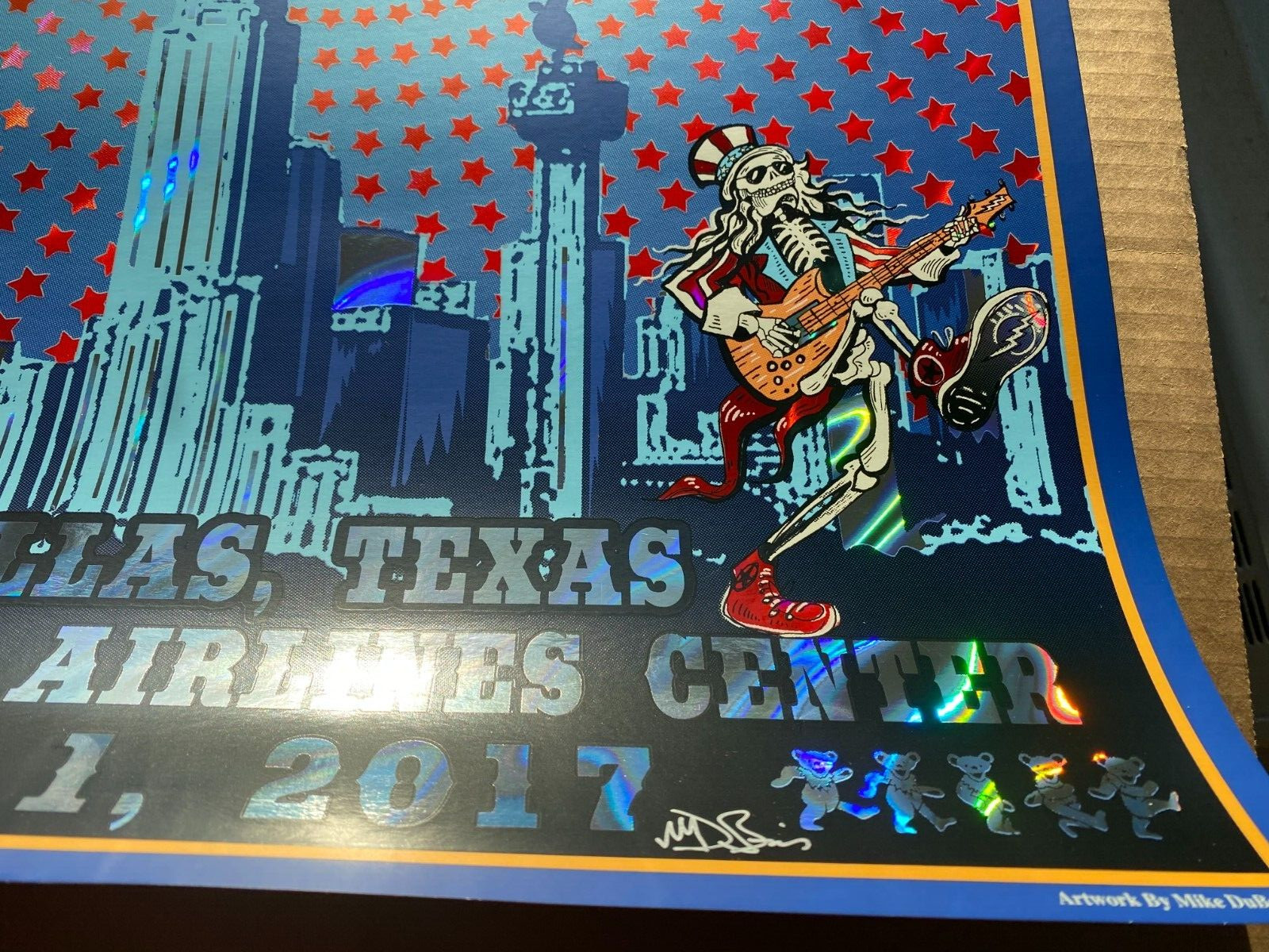 OFFICIAL Dead & Company Dallas TX 2017 RAINBOW FOIL Show Poster SIGNED S/N #/910