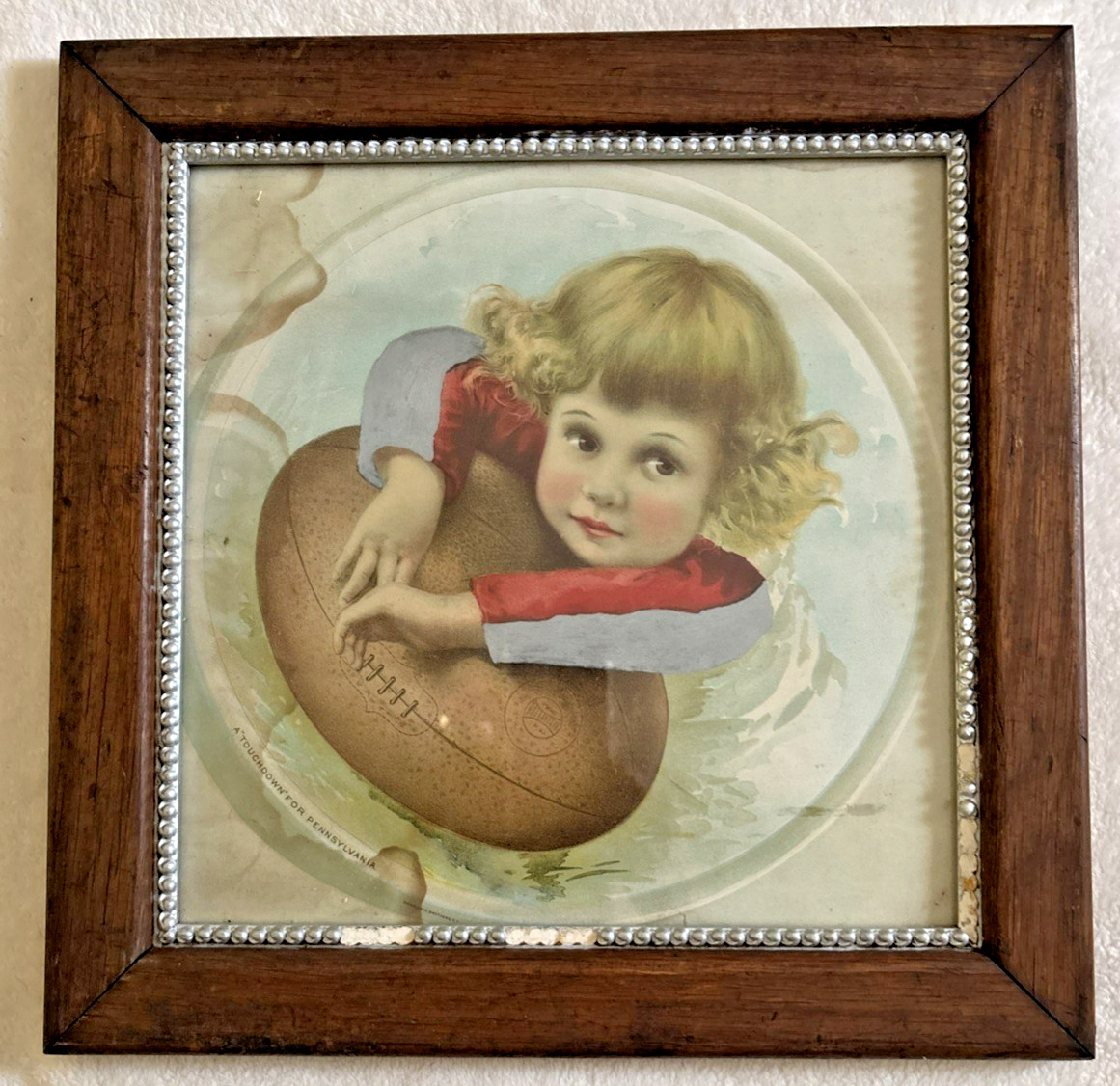 VERY RARE A “TOUCHDOWN” FOR PENNSYLVANIA 1893 LITHOGRAPH BY DONALDSON & BROS NY