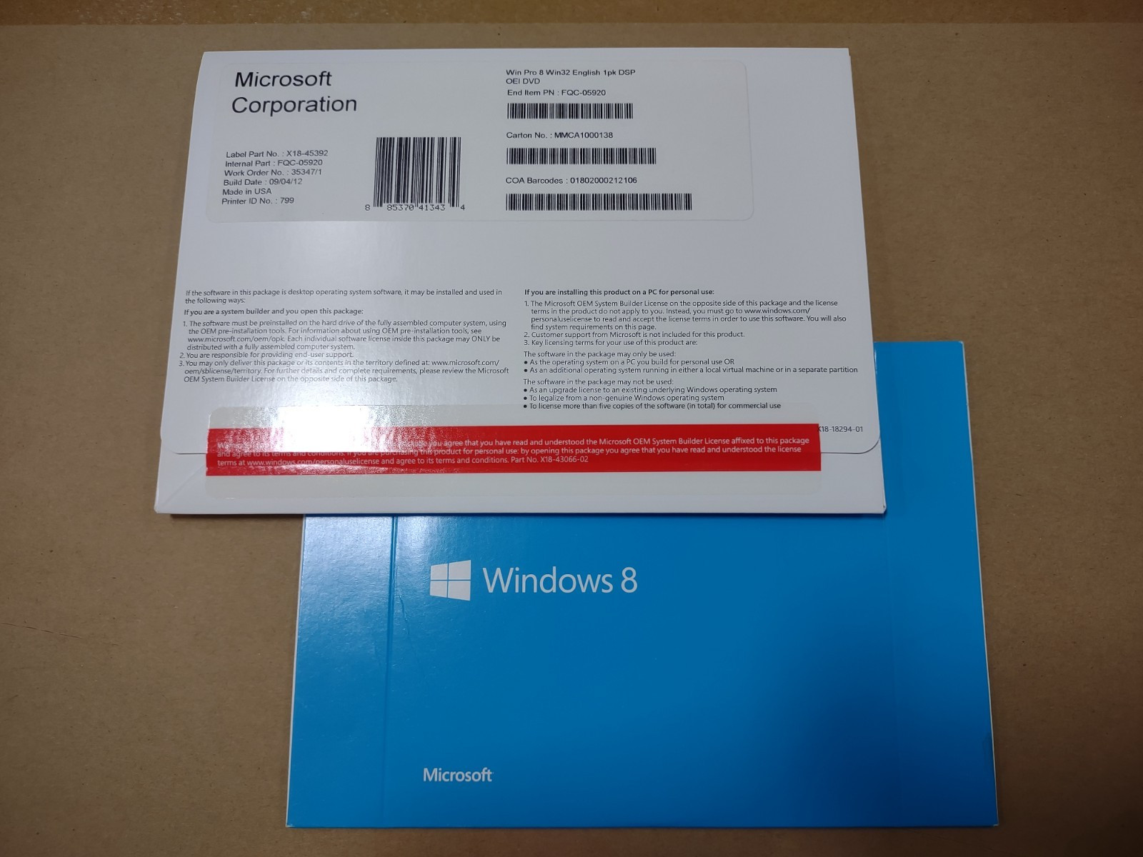 MS WINDOWS 8 PRO 32 BIT OEM, FQC-05920
