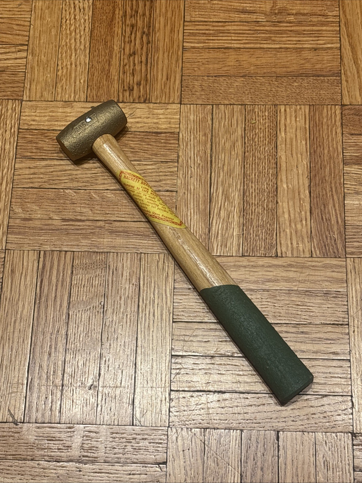 Hackett Brass Head Hammer - 2” Head Length - 10” Hickory Wood Handle