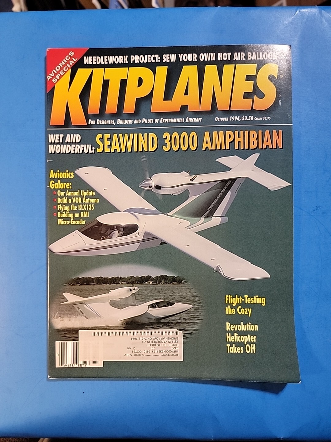 🛩 VINTAGE KITPLANES AVIATION MAGAZINE🔥OCTOBER  1994🛩 VINTAGE KITPLANES...
