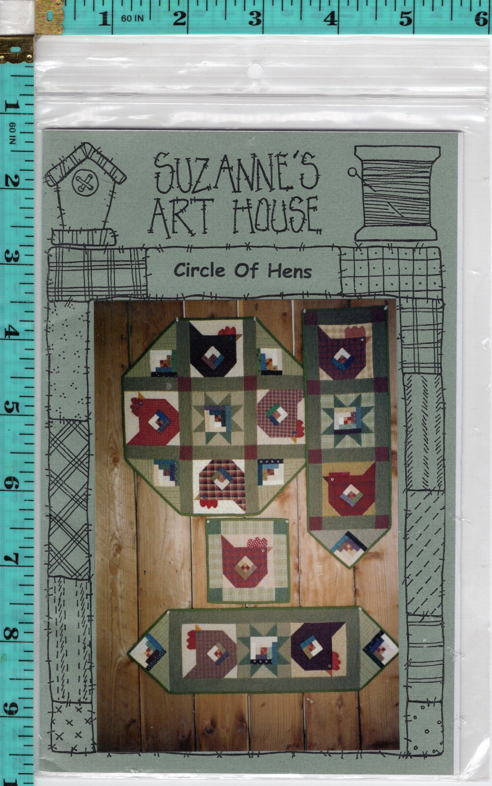 "Circle of Hens" Suzanne's Art House Sewing Quilting Instruction Pack 82 27" Sqr