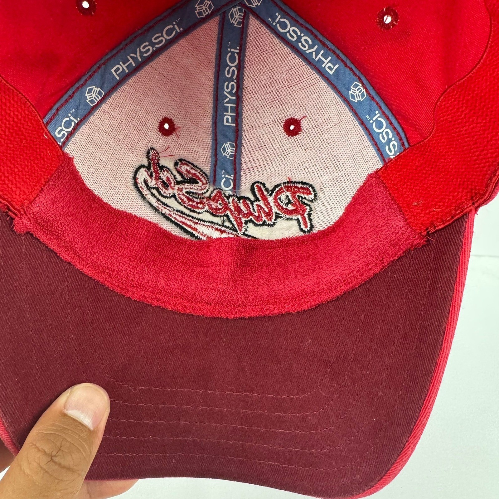 Phys Sci Red Baseball Cap Hat Embroidered Logo Adjustable Strapback