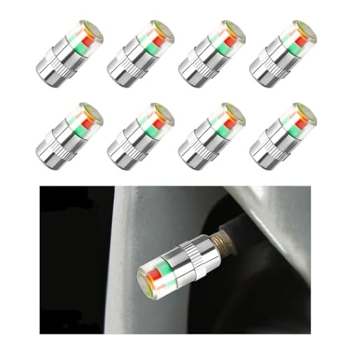 8 PCS Tire Pressure Monitor Valve Stem Caps, 2.4Bar 36 PSI Tire 8PCS Silver