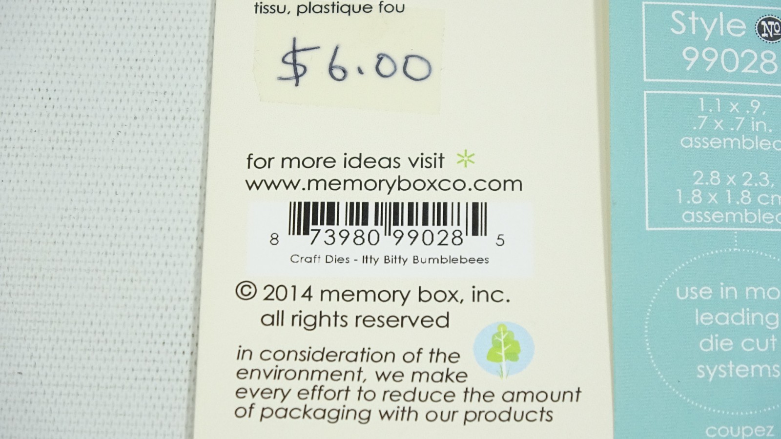 2014 Memory Box Craft Steel Die Itty Bitty Bumblebees 99028