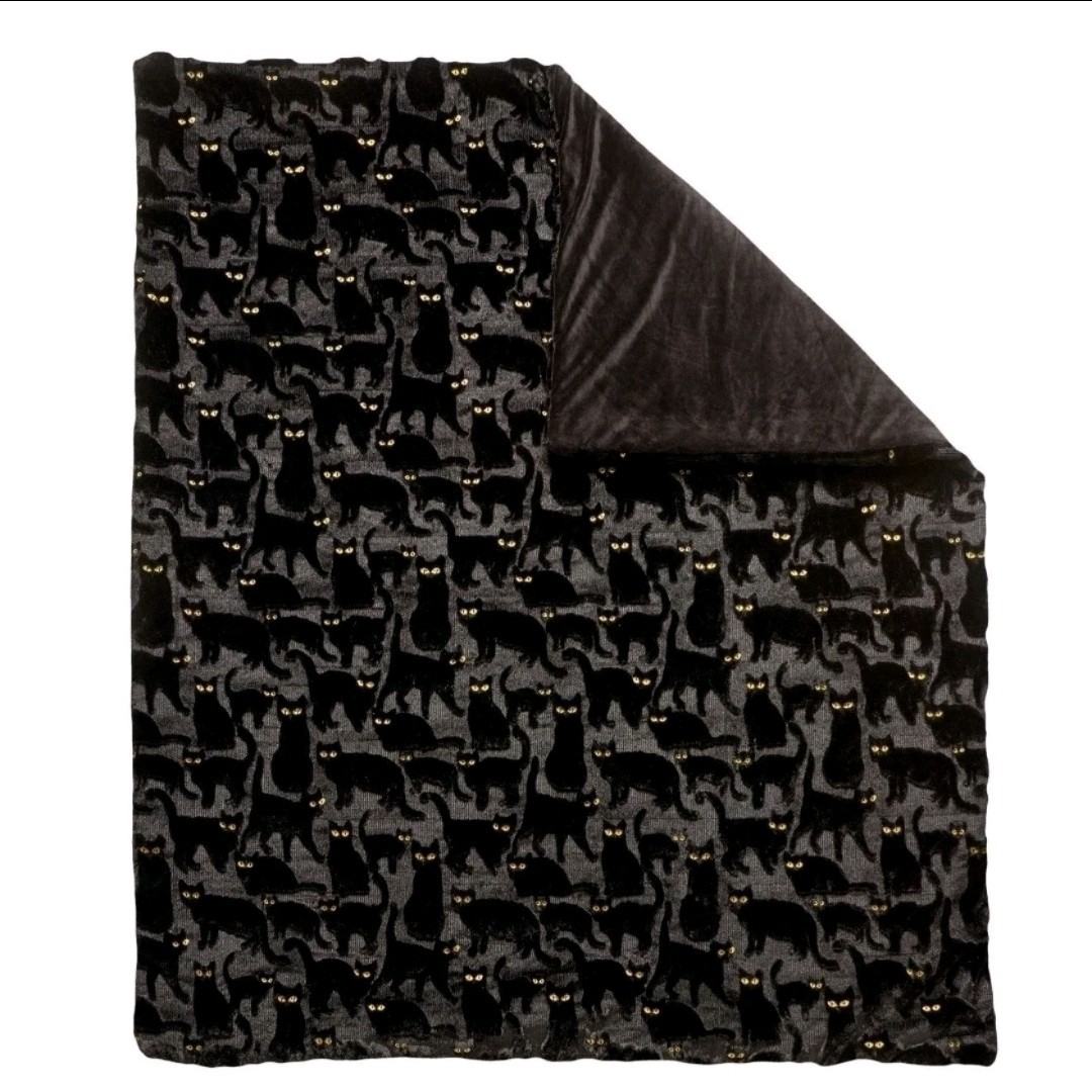 NWT SAME DAY SHIP! VIRAL TIK TOK COSTCO FAUX FUR HALLOWEEN FALL THROW BLACK CAT