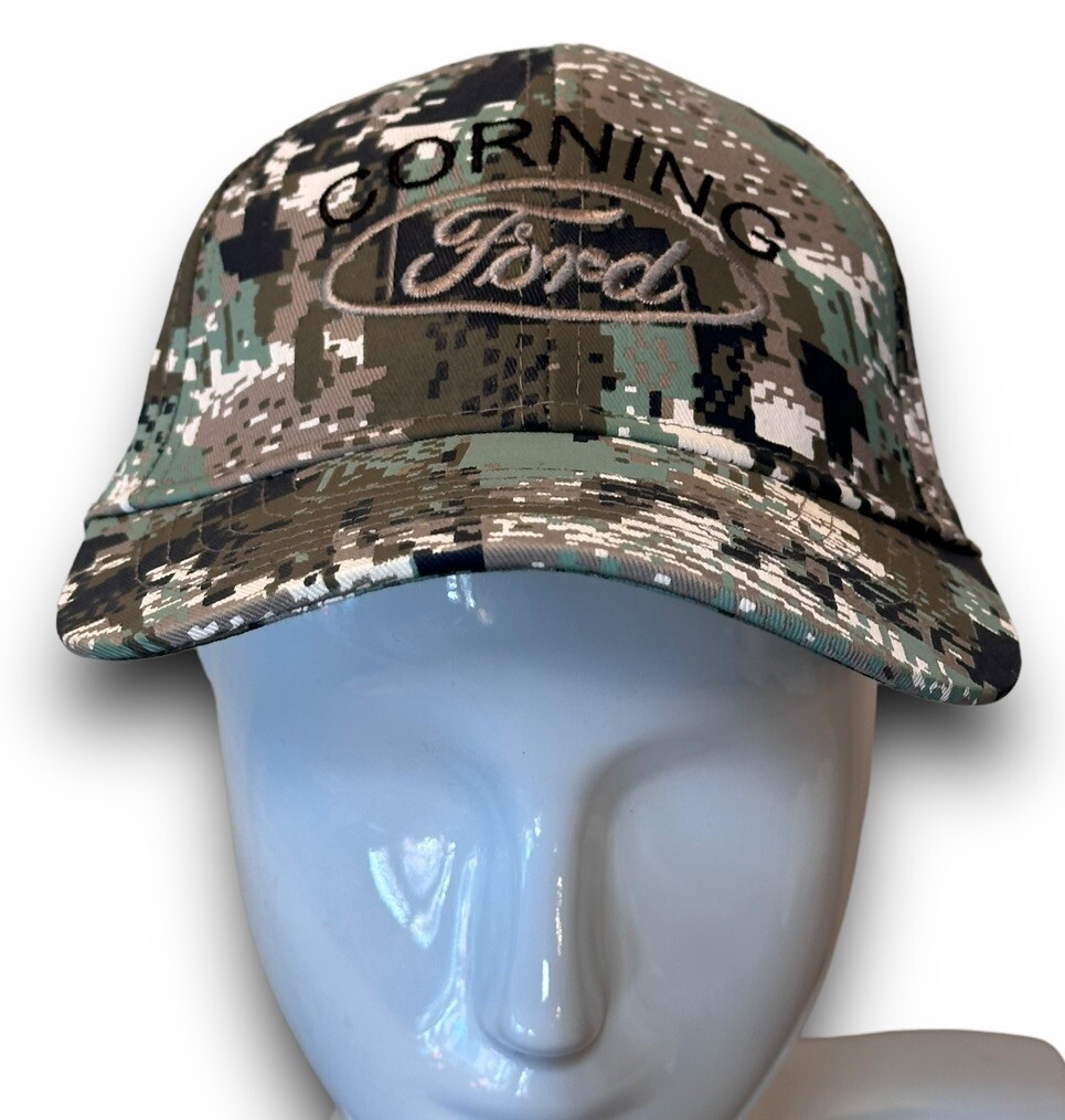 HOP CAPS Ball Cap Digi Camo Adjustable Strap Embroidered FORD Corning CA