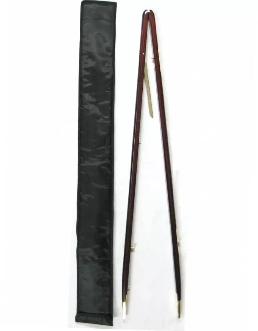 British Military Pace Stick Brown Wood Brass Polished Fittings Stick Carry Case