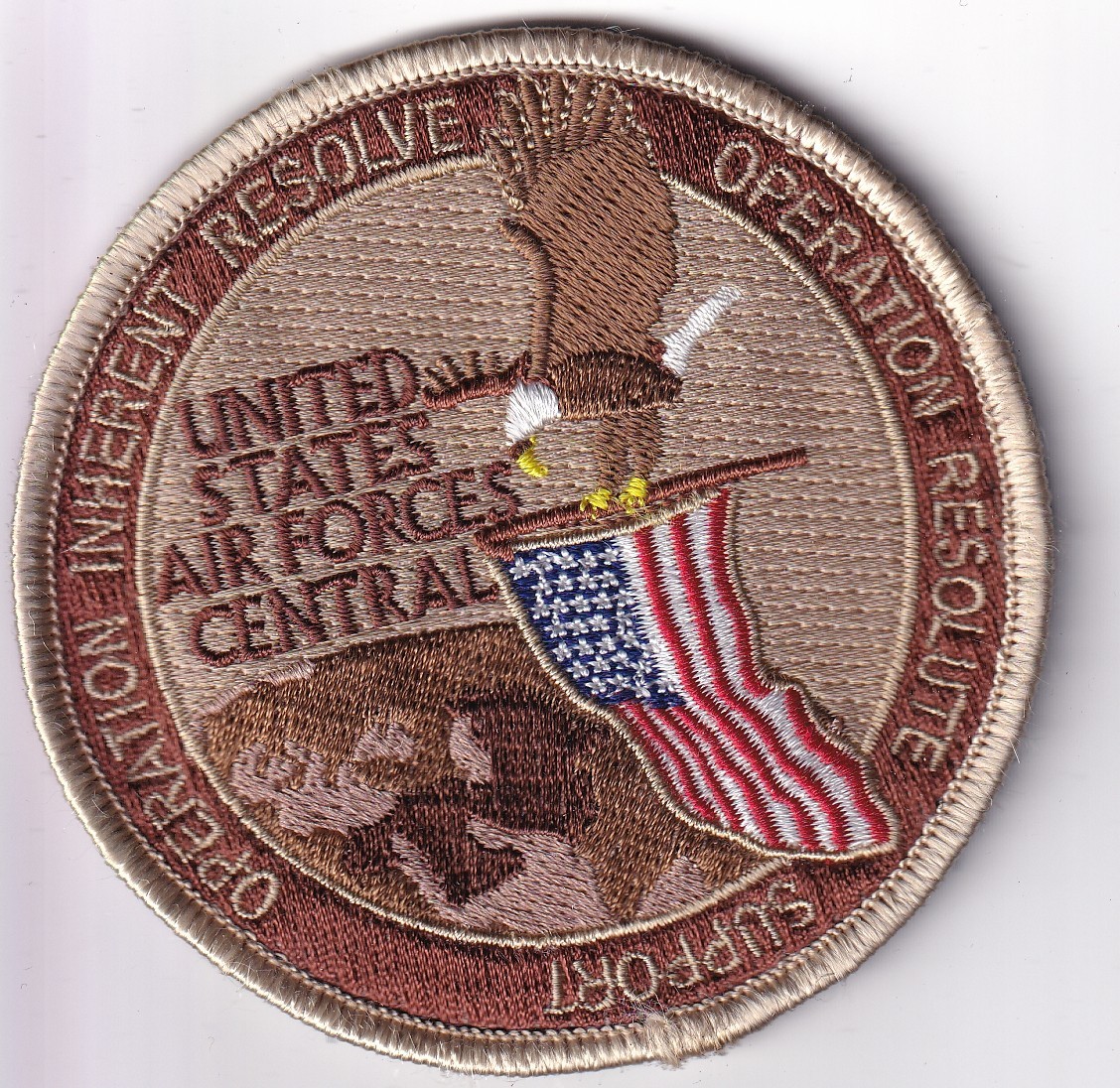 United States Central Command Air Force OIF OIR patch brown tan early GWOT USAF