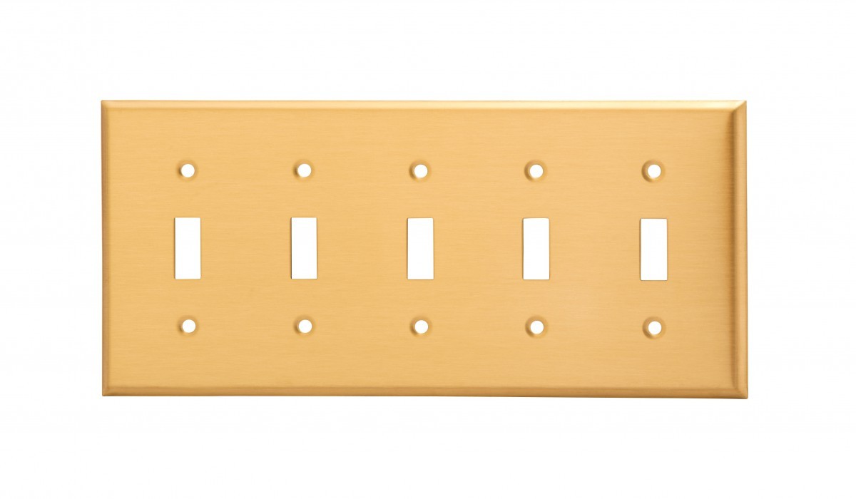 Switch Plate Brushed Solid Brass Five Toggle | Renovator's Supply