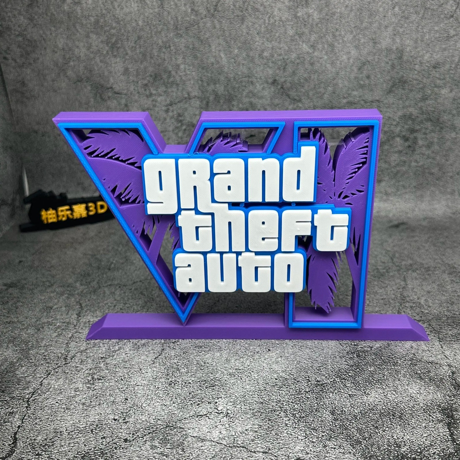 New GTA 6 3D Logo Desktop Decoration  20cm PLA Stand Ornament for Gaming Fans
