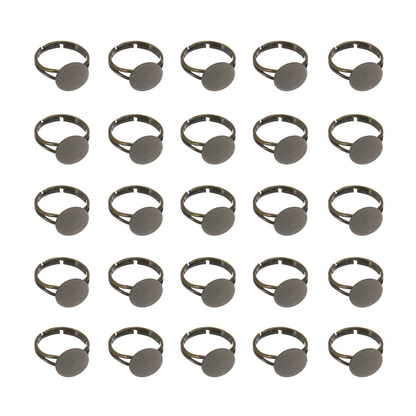 40 Pack 12mm Adjustable Blank Rings for Jewelry Making, Brown Tone