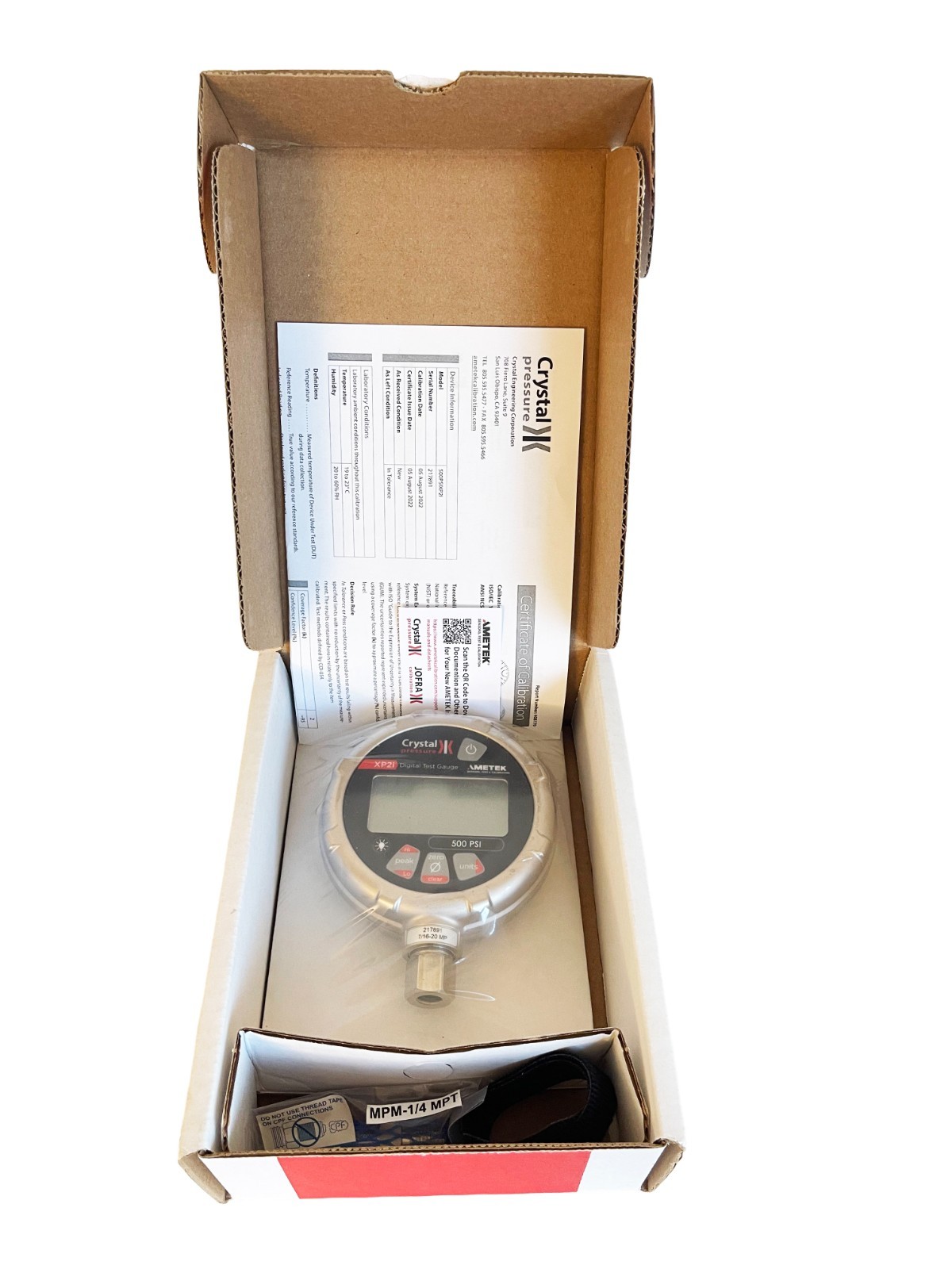 AMETEK CRYSTAL XP2i Digital Pressure Gauge 500 PSI - NEW