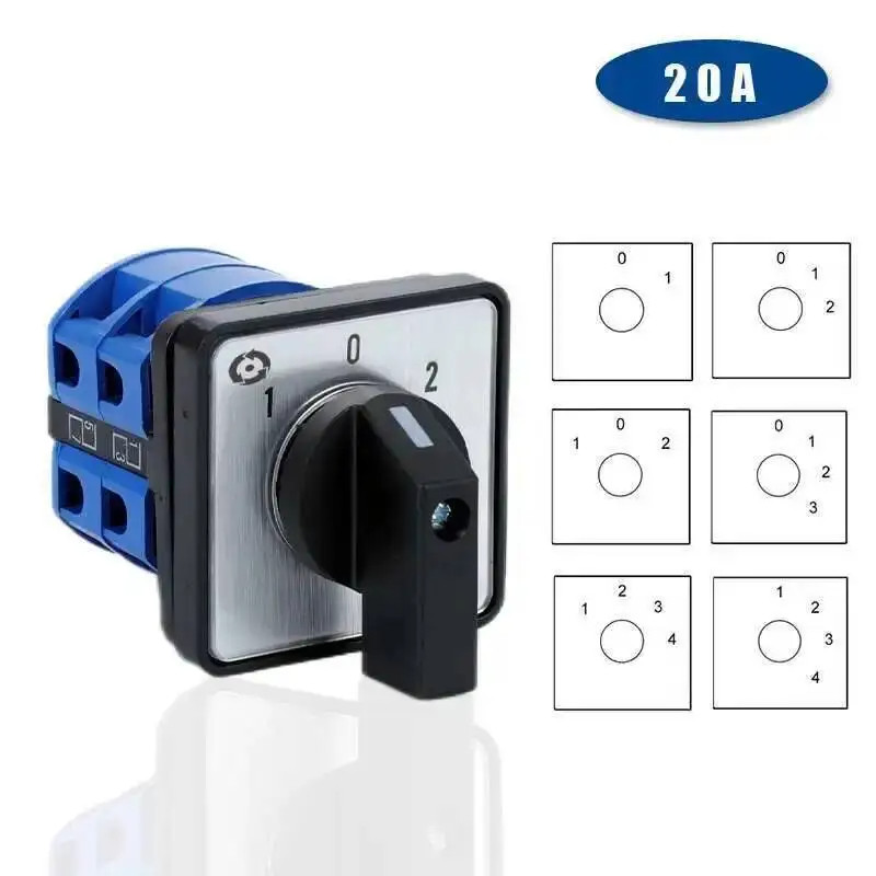 20A Rotary Cam Switch 660V 2/3/4 Position Industrial Control LW28-20 LW26-20