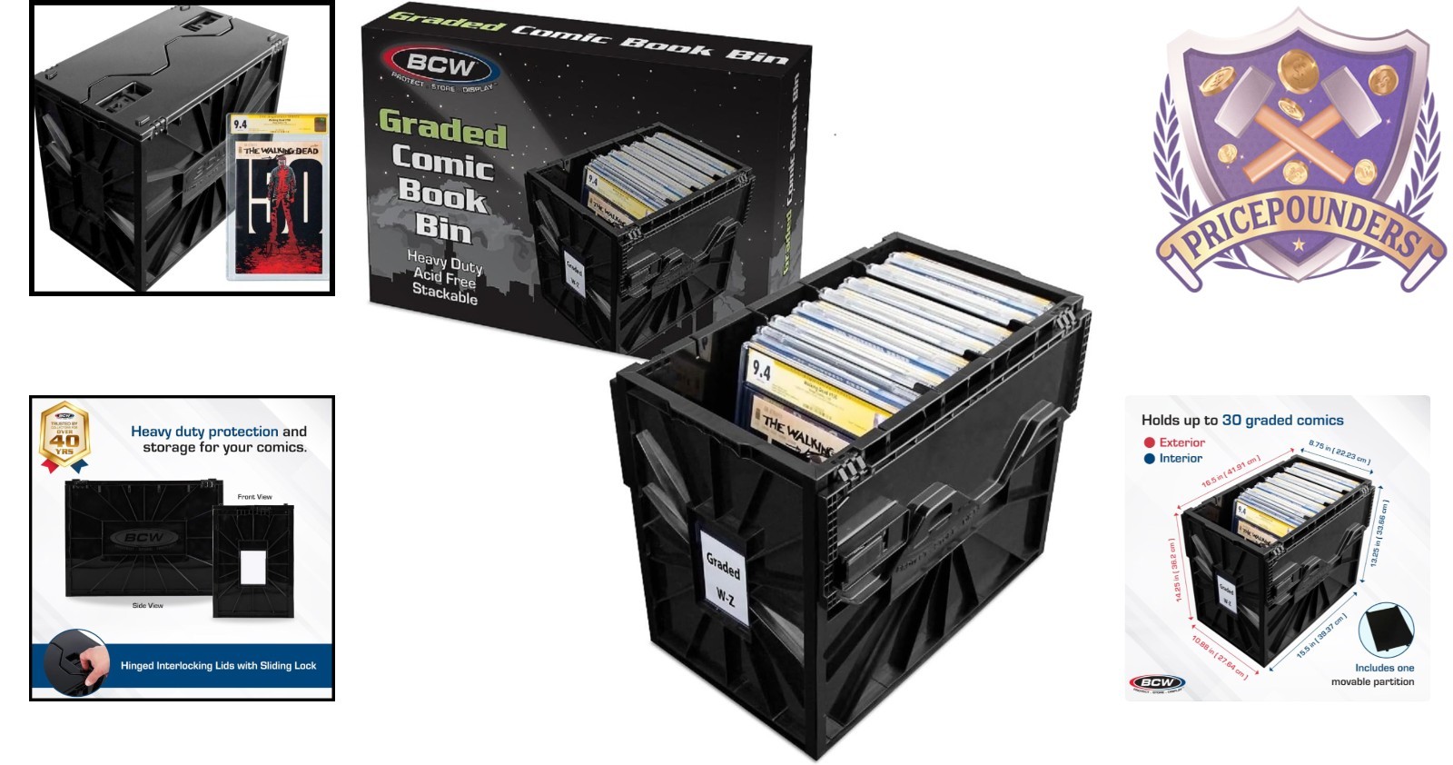 Comic Book Storage Bin Plastic Stackable for Graded Comics Display