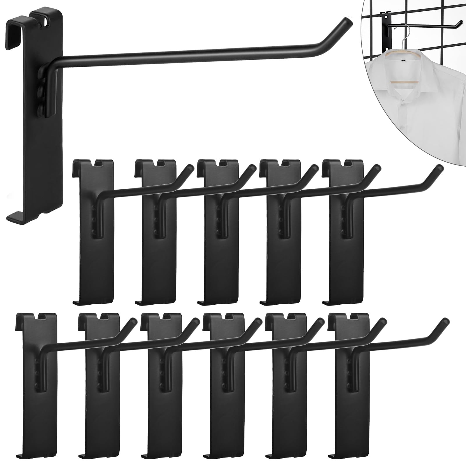 Gridwall Hooks - 4 Inch Heavy Duty Black Display Hooks for Grid Wall Panel Ha...