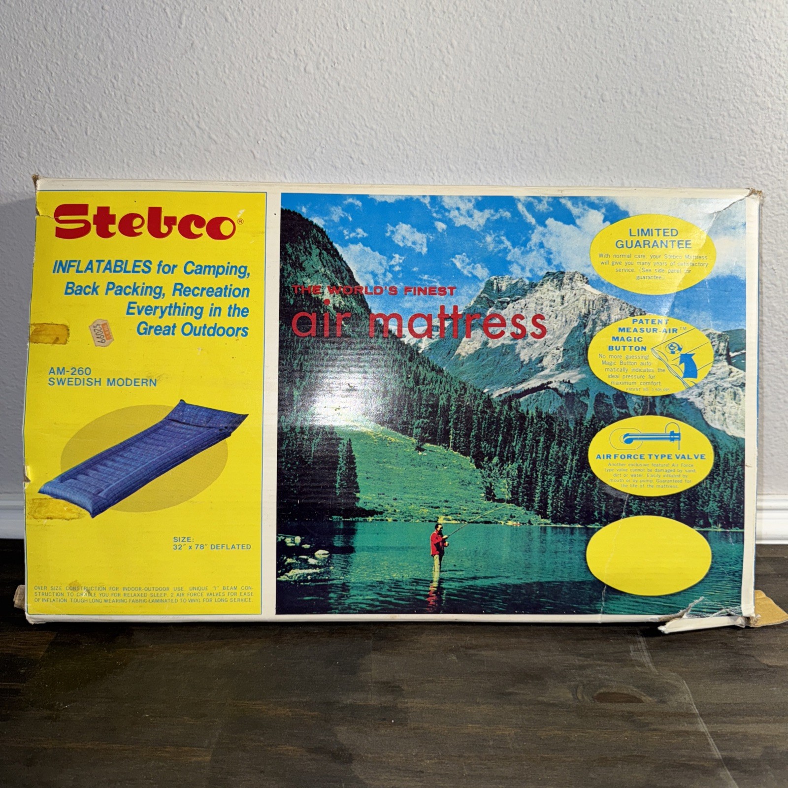 Vintage 32"x78" Inflatable Camping Stebco Air Mattress Swedish Camper Am-260