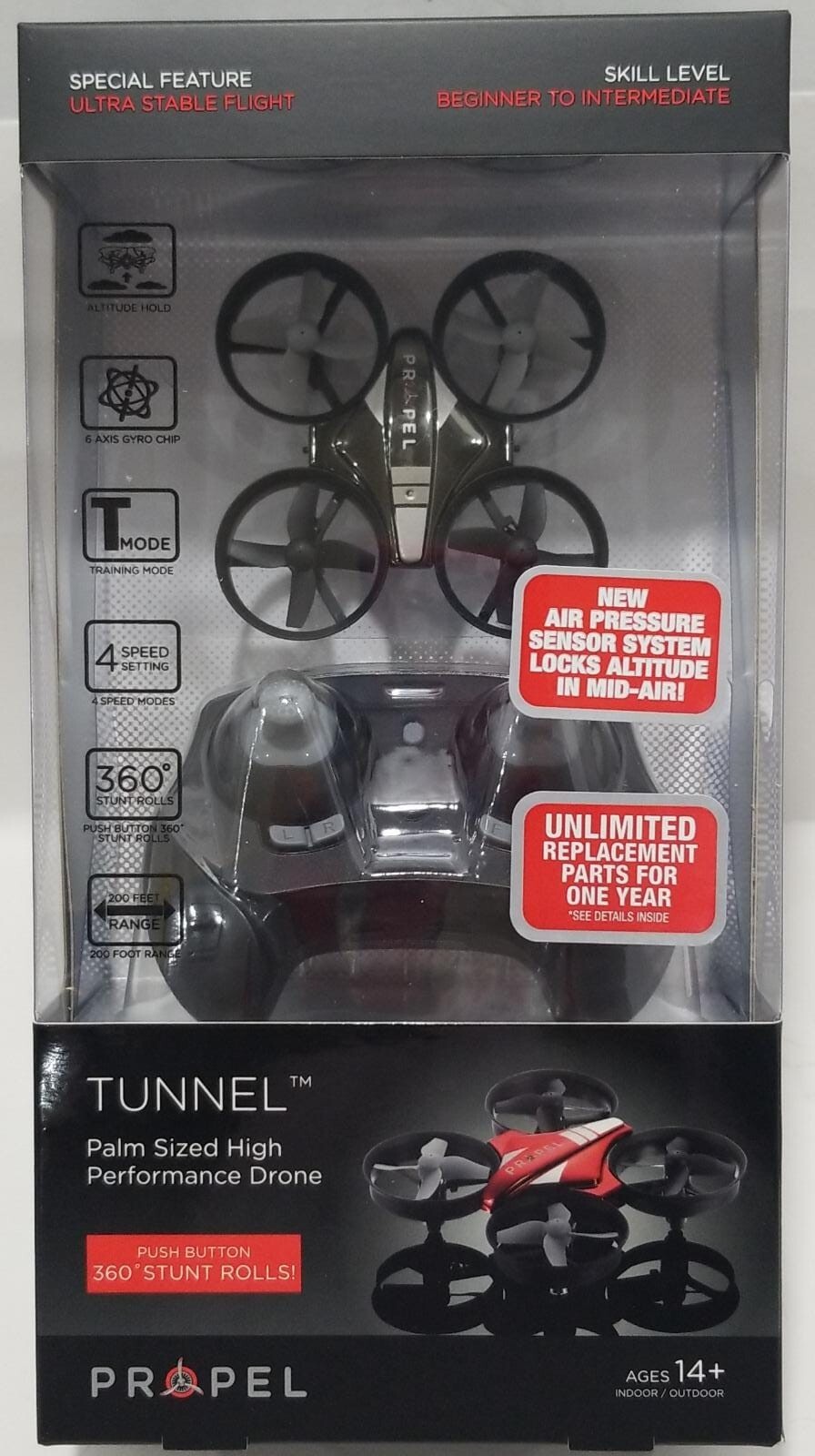 Propel  Tunnel Palm Sized High Performance Drone, Black PL-1762