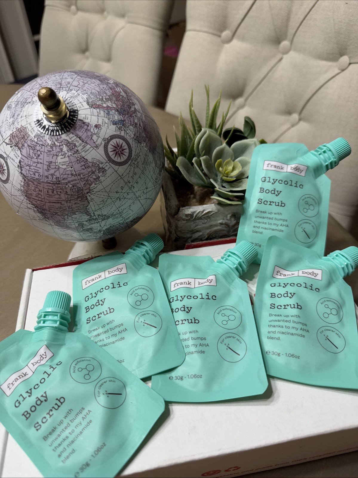 5 FRANK BODY Glycolic Body Scrub Deluxe mini 1.06 oz 30g each Tot 150g Td6