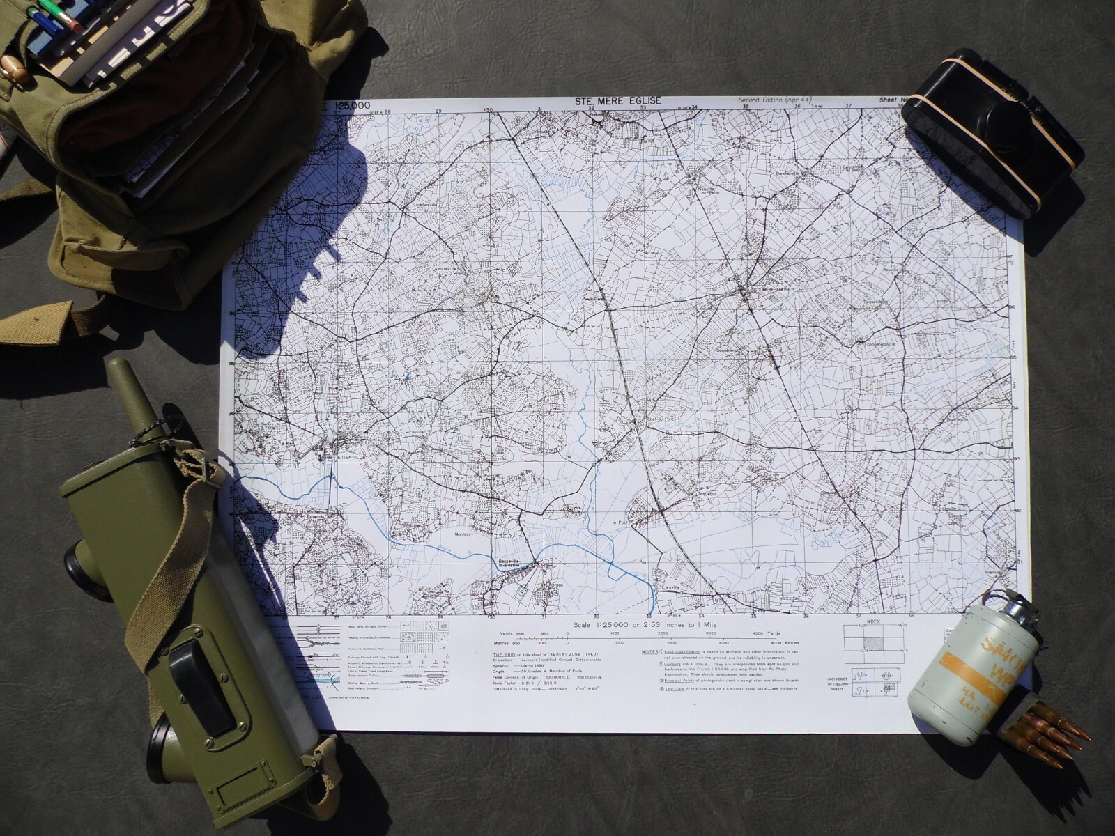 US Normandy Invasion Map 101st 'Ste Mere Eglise' (Carentan dispatch map case)