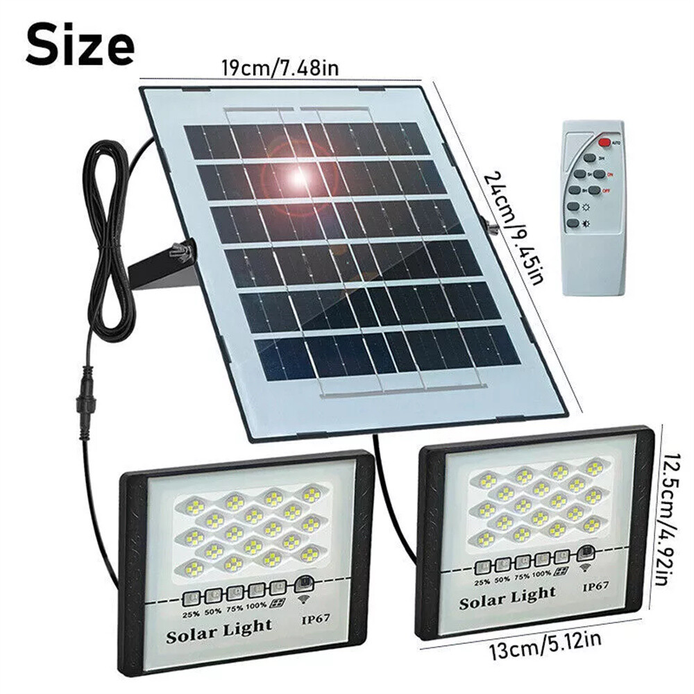 300W LED Solar Flood Lights Outdoor Street Light Dusk to Dawn Flood Wall Lamp ~
