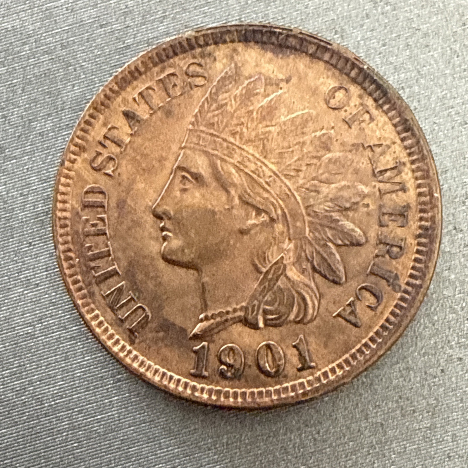 1901 Indian Head Cent 🌈 Rainbow toned🌈