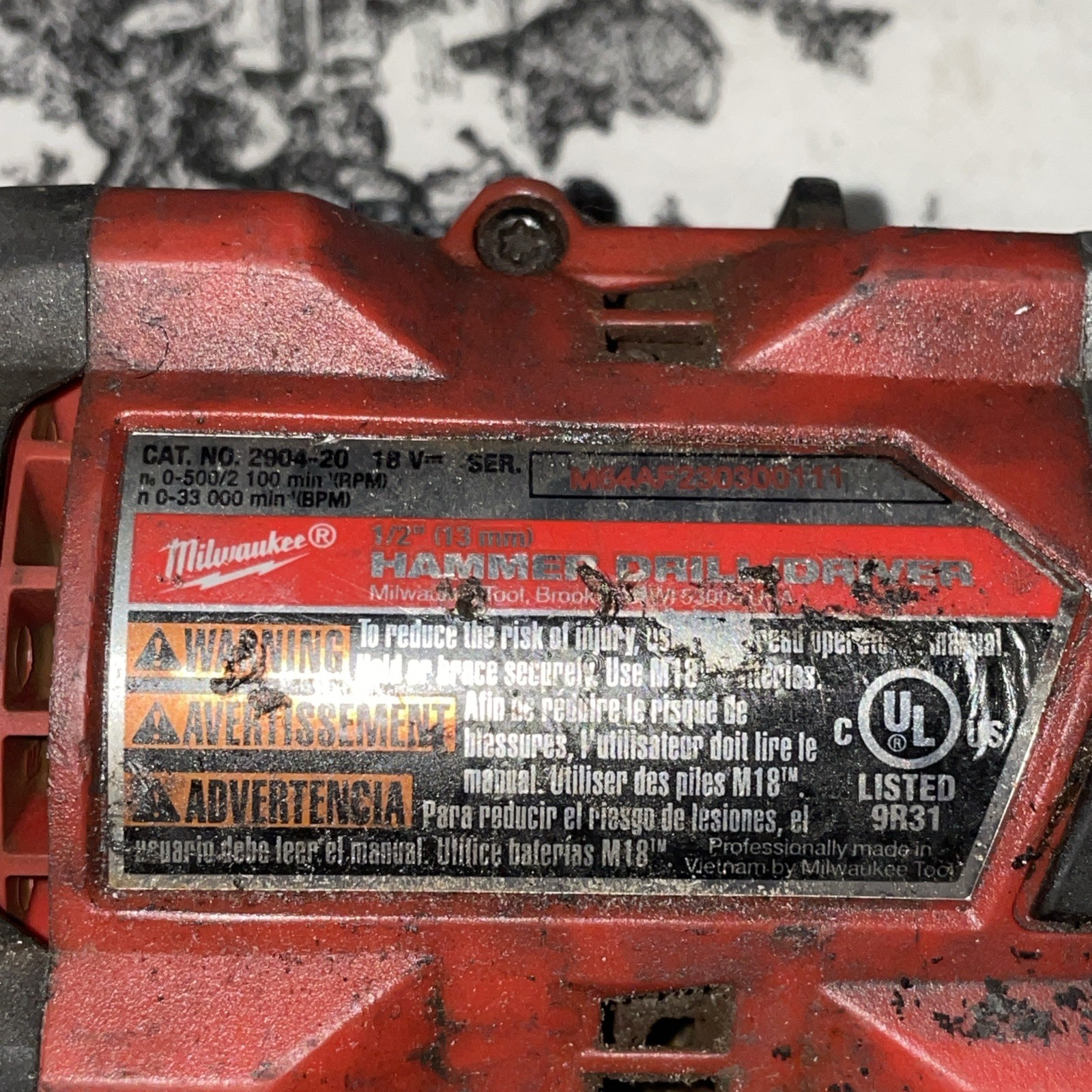 Milwaukee 2904-20 M18 18V 1/2" Hammer Drill/Driver