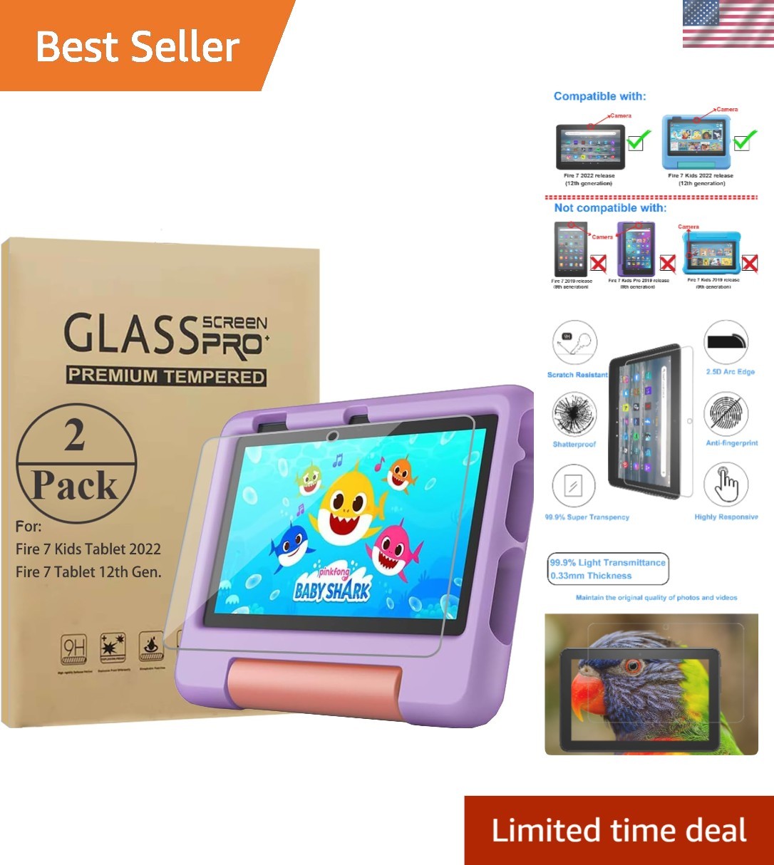 Ultimate Protection: 2 Pack Scratch Resistant Screen Protector for 7” Tablet