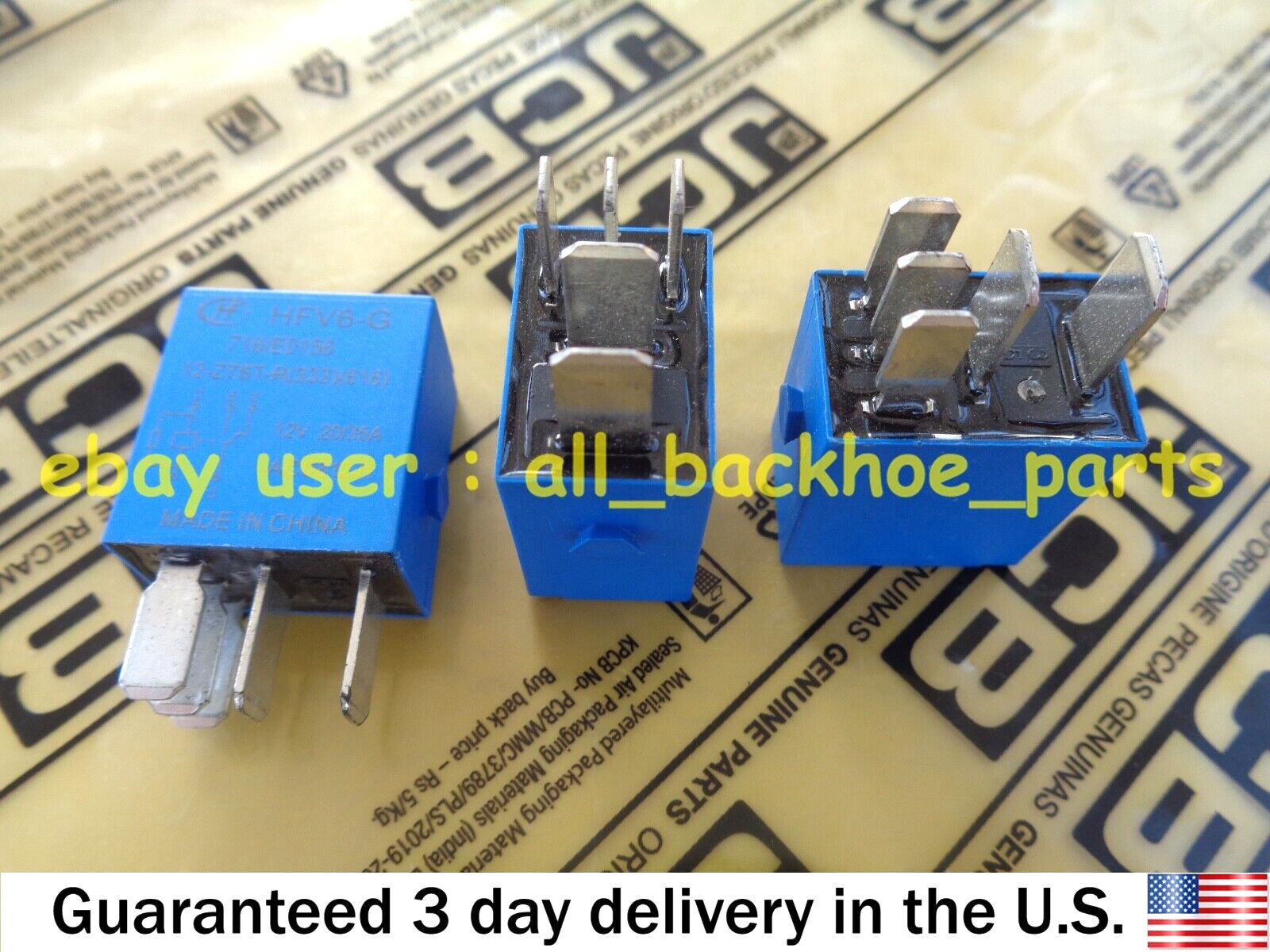 JCB BACKHOE - GENUINE JCB RELAY, 12V HIGH CAPACITY, 3 PCS. (332/C3148 716/30149)