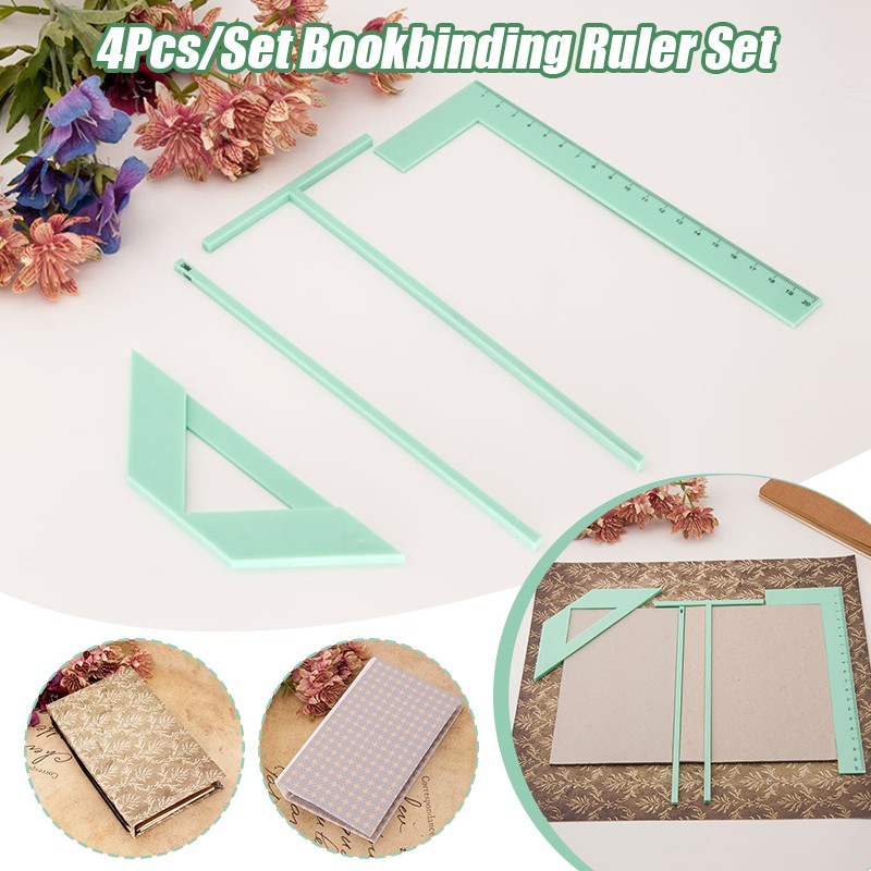 4Pcs/Set Bookbinding Ruler Cover Guide Binding Tool ScrapBooking Album Making