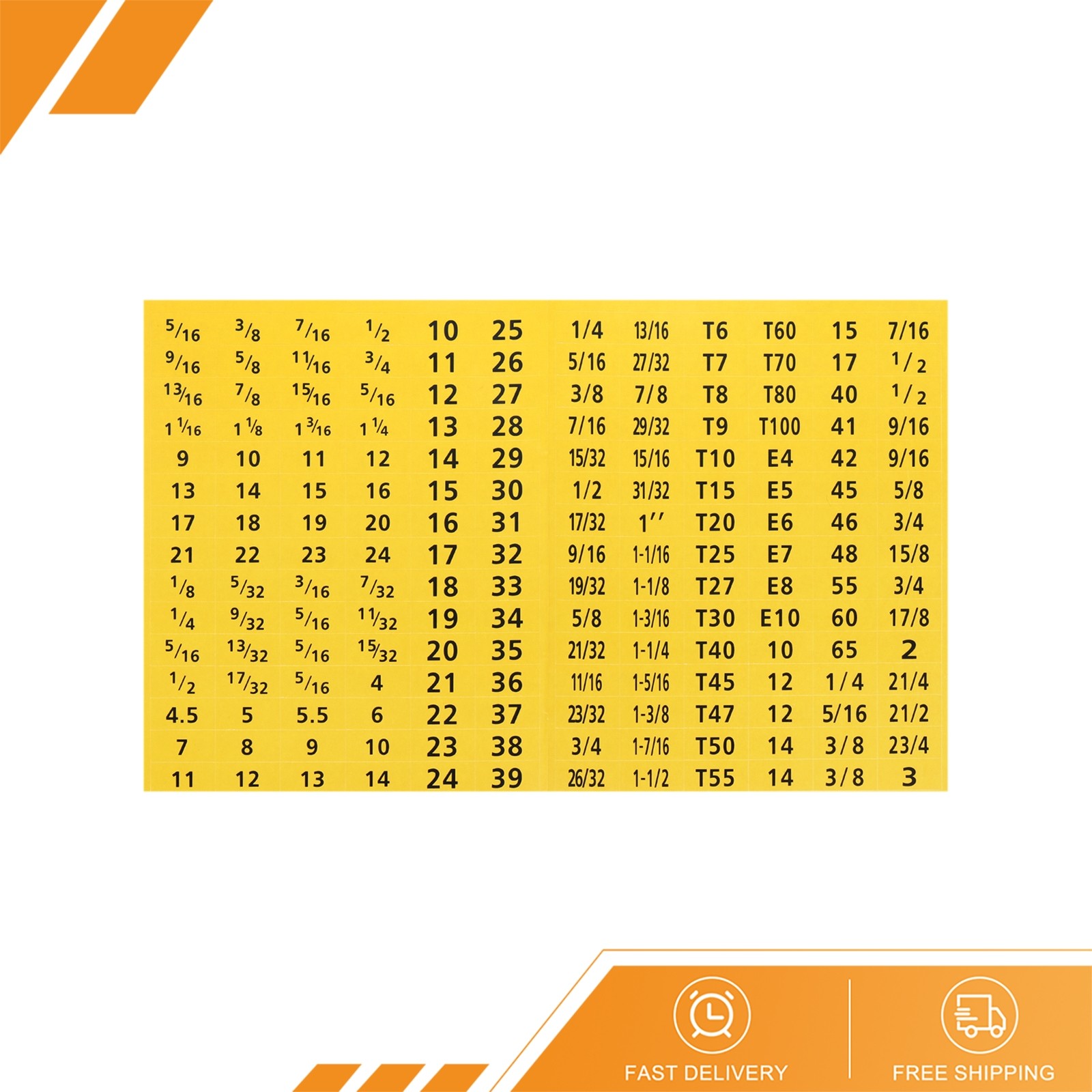 4Sets 180 Tool Box Labels Wrench Size Stickers for Tool Organization Yellow