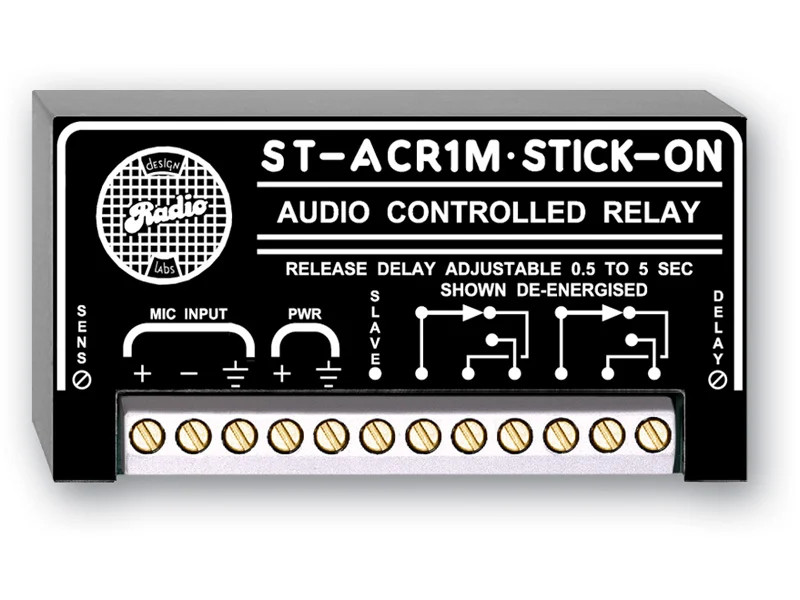 RDL STACR1M-RST-AG Mic-Level Controlled Relay, 0.5 to 5 s Delay