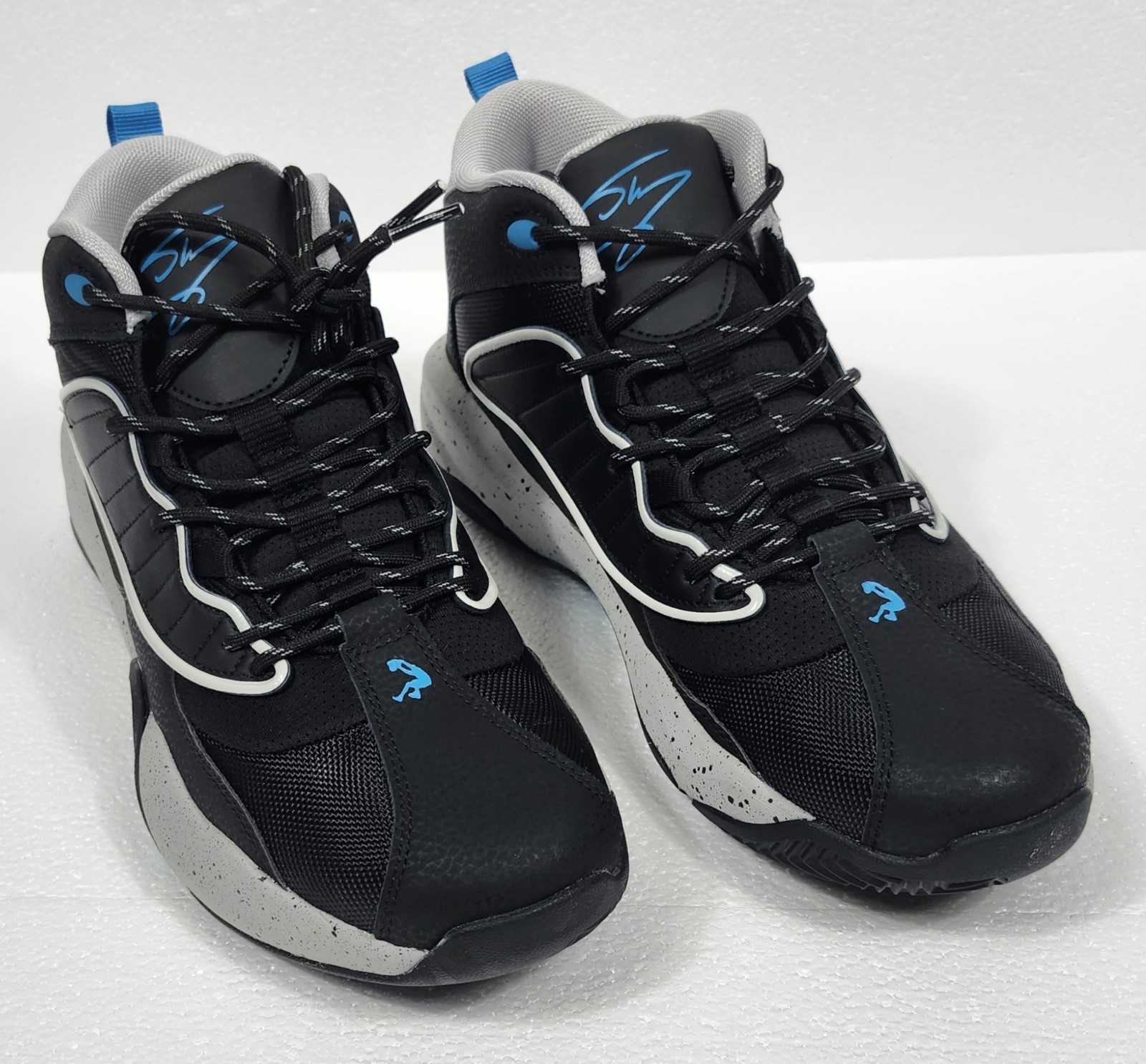 Men's Basketball Shoes Sneakers Size 8 Black Gray Blue Shaq Speed Demon Mid Top
