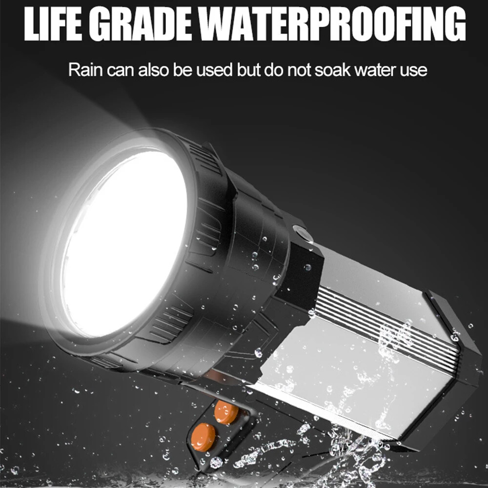 Rechargeable Flashlight Tactical Work Light 10000mAh Long Lasting Handheld