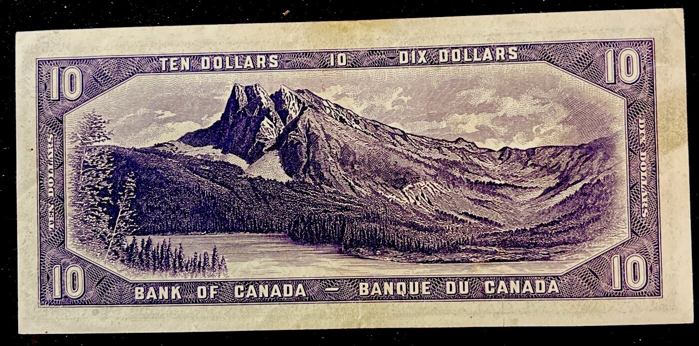 1954 $10 note Devil's Face Canada Note E/D. Strong Note. ENN Coins