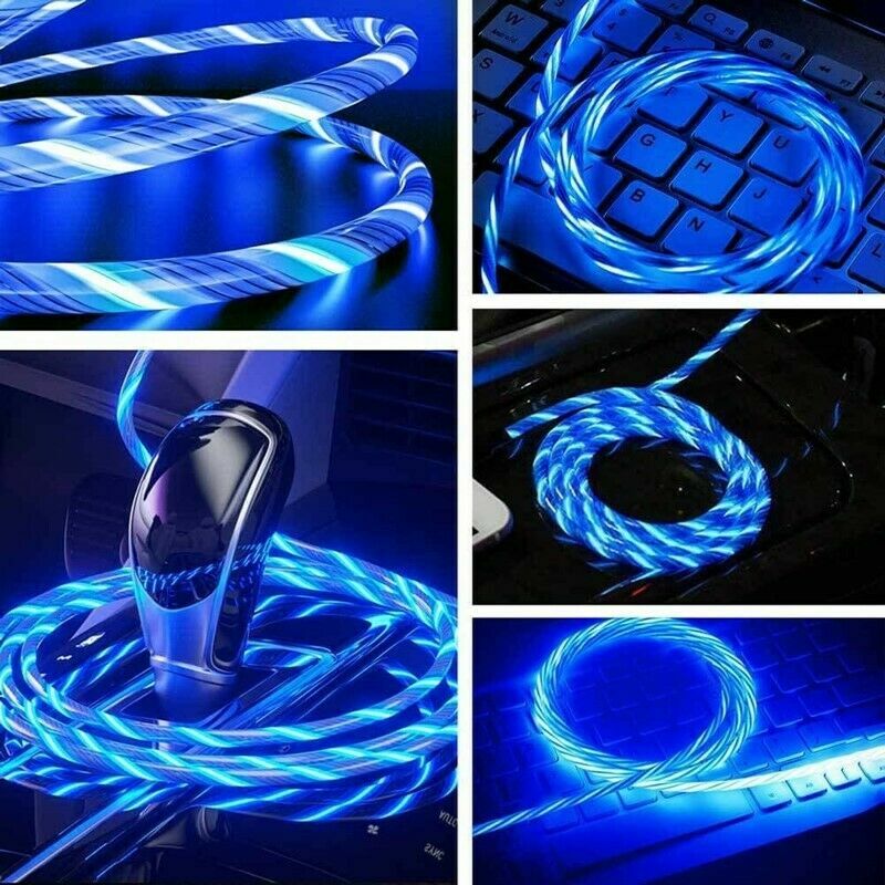 2pcs LED Light Up Charging Cable Phone Charger Cord For iPhone 14 Samsung Type-C