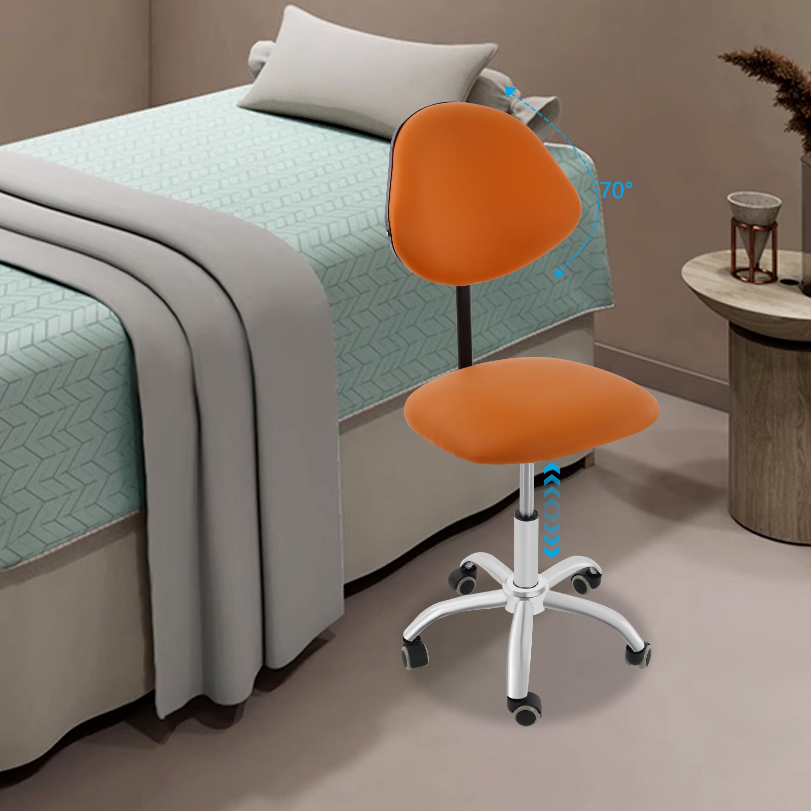 Adjustable Saddle Swivel Chair Ergonomic Rolling Stool w/ Backrest for Office