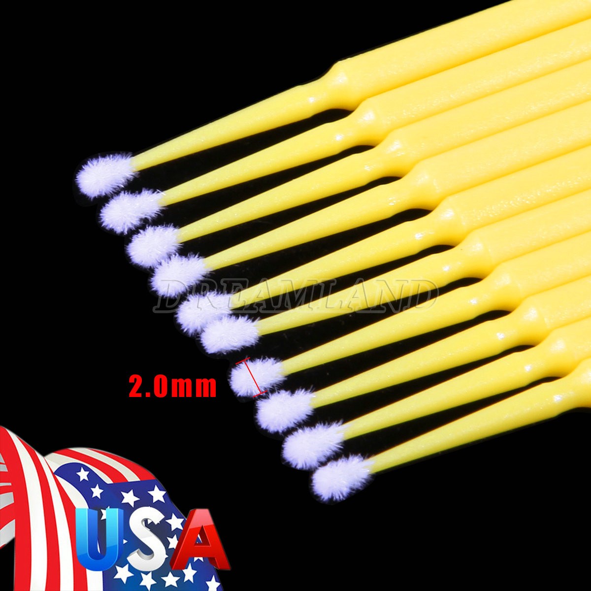 100 Microbrush Micro Brush Applicator Tips Regular Yellow 2.0 mm