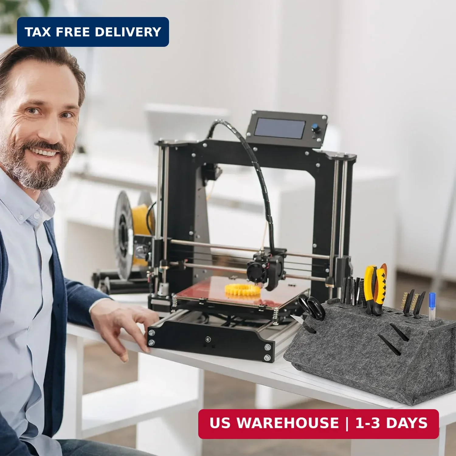 DOLLAR BOSS 3D Printer Tools Storage Box, Desktop Detachable Organizer for 3D Pr