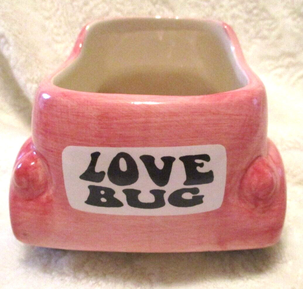 Ceramic~Love Bug Pink Vase/Small Planter~NEW~Never Used
