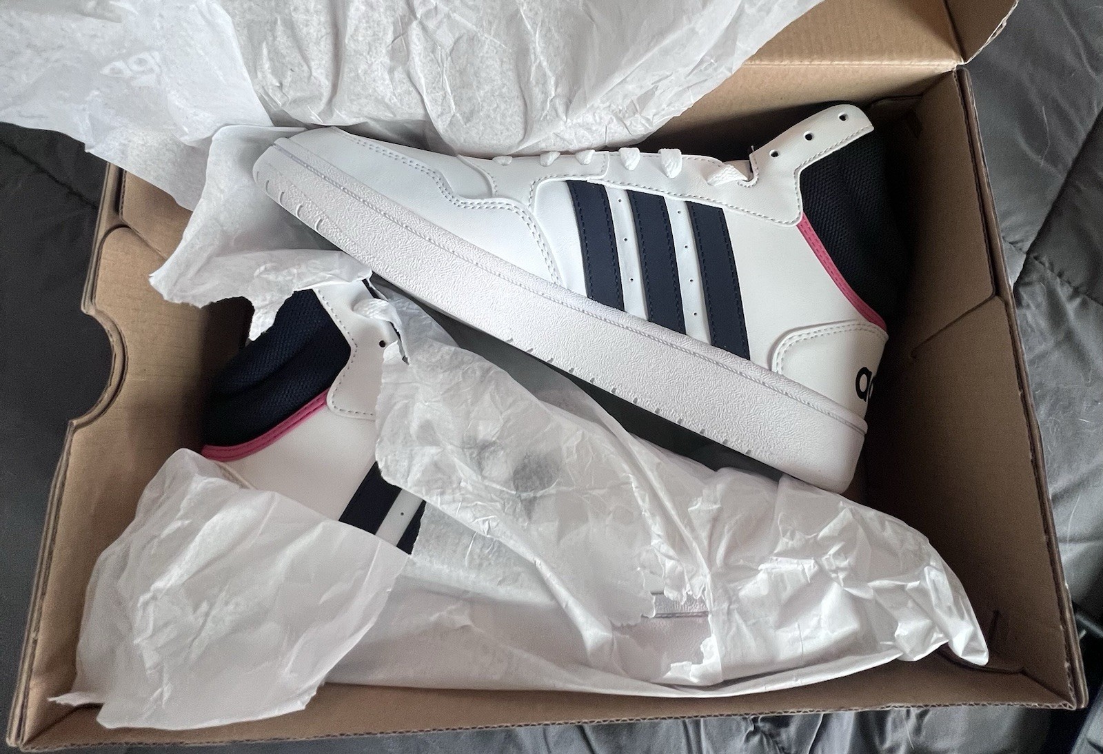 Adidas Hoops 3.0 Mid Womens Size 10 White Navy Pink Basketball Shoes NIB