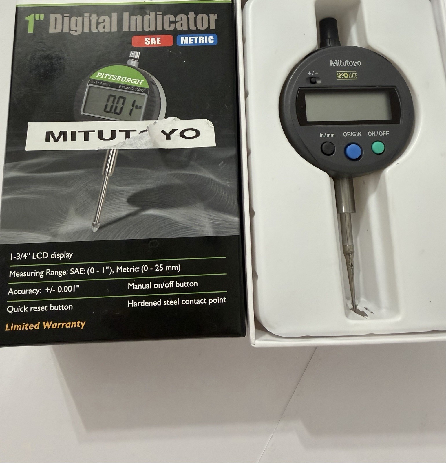 Mitutoyo Electronic/Digital Indicator 0-1”. Not original box. (#12)