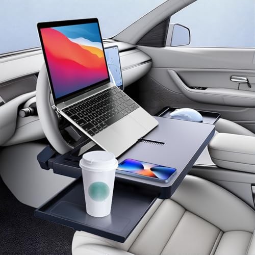 2 in 1 Large Steering Wheel Desk with Dual Slide-Out Trays steering wheel table