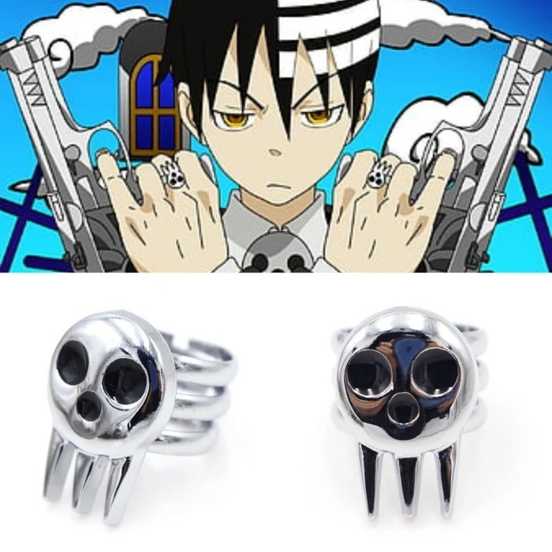 Soul Eater Anime Ring-Death The Kid Ring-Sterling Silver Plated 2 Rings set