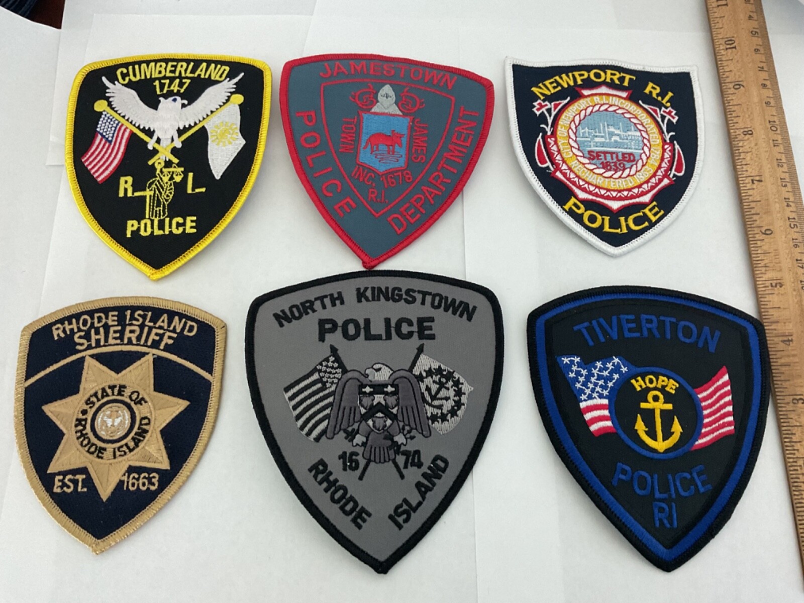 Rhode Island  Police  Law Enforcement collectable Patch Set 6 pieces full size.