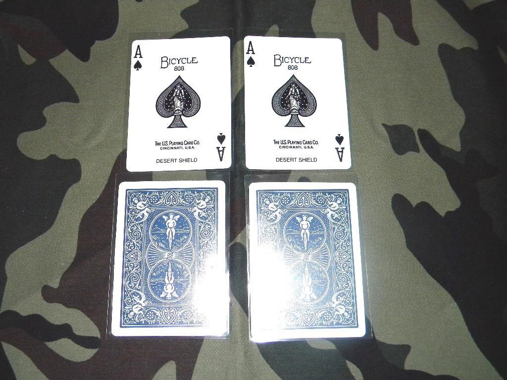 2 EACH DESERT SHIELD ORIGINAL AUTHENTIC ACE OF SPADES DEATH CARDS 1 DAY SHIPPING