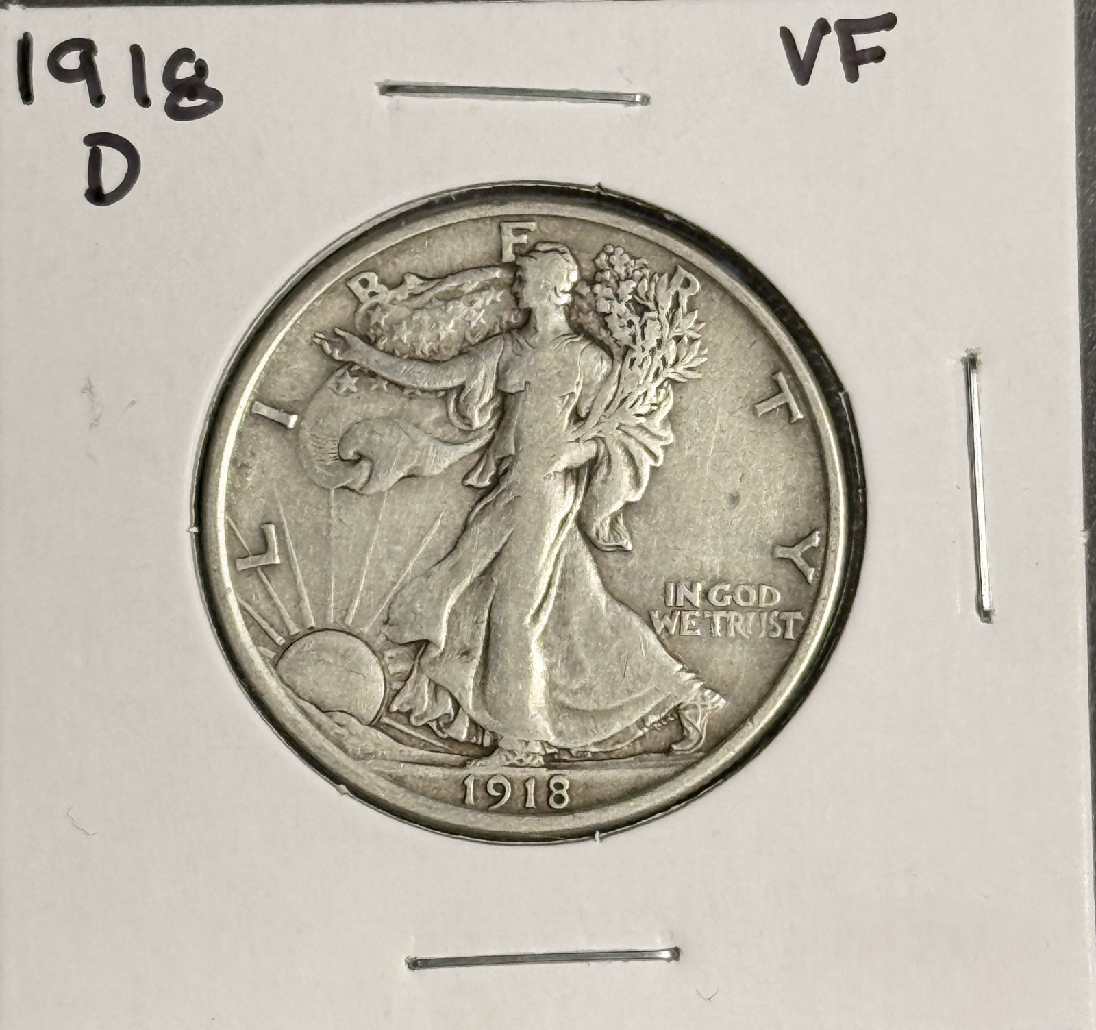 1918-D Walking Liberty Half Dollar, VF (18977)